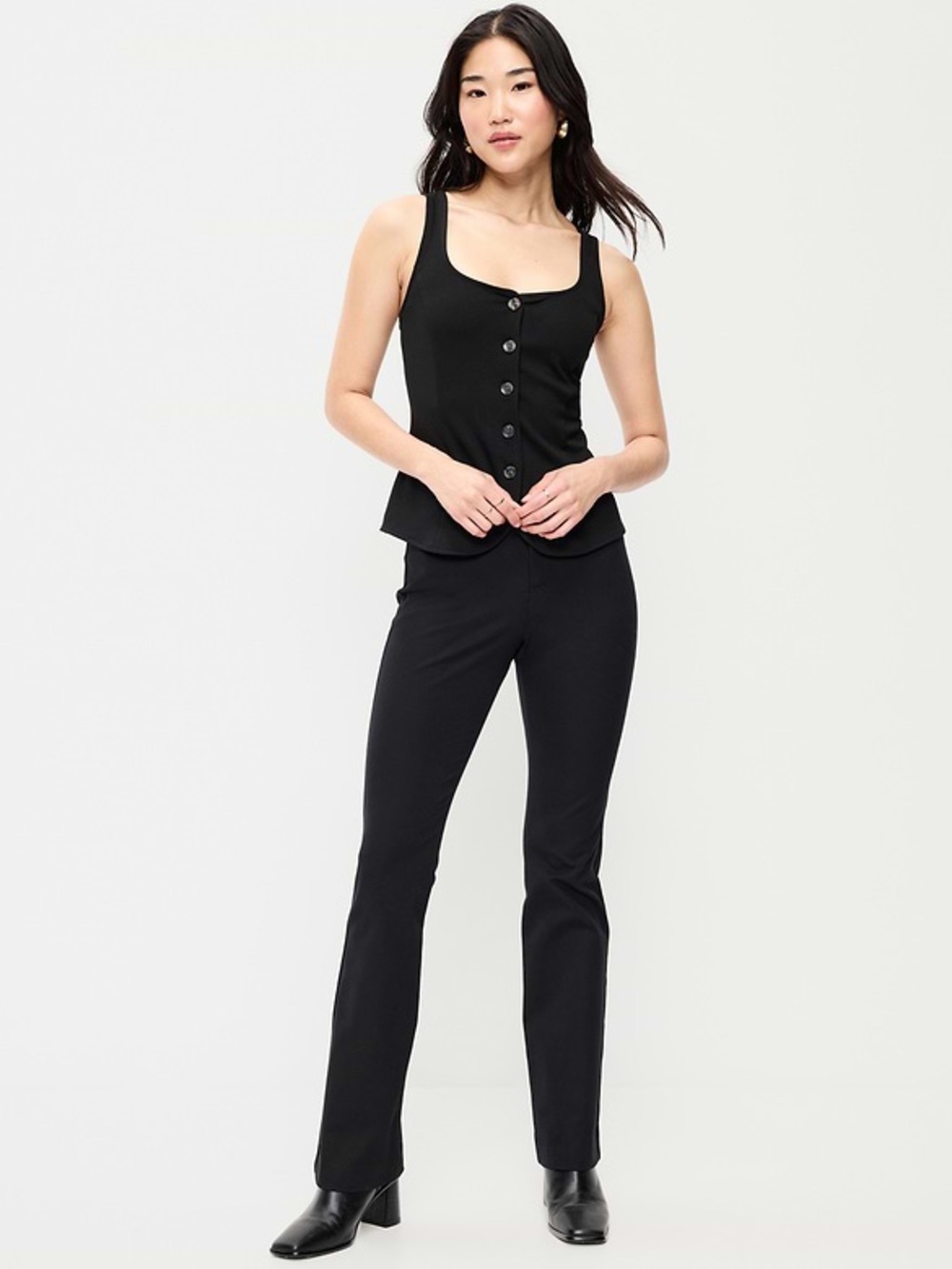 NEW Old Navy High-Rise Pixie Flare Pants Black Office Career Minimalist NWT  Sk2